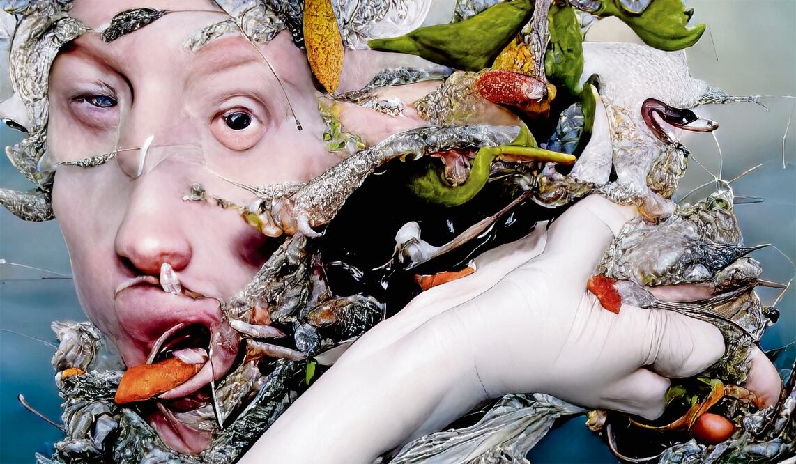 Fotograma de la película Dwellers Between the Waters, realizada con IA, del colectivo Crosslucid. Foto: Cultura UNAM