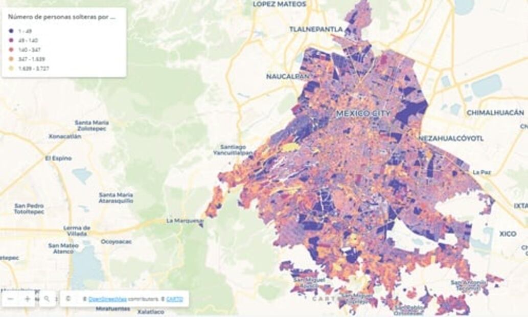 ¿Encontrar pareja con datos del Inegi? Así es el mapa de personas solteras en la CDMX