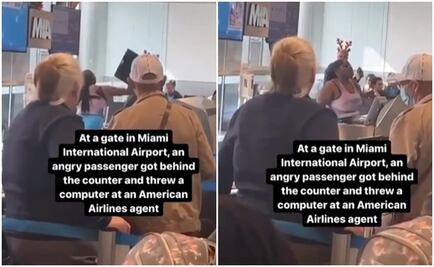 Mujer lanza una computadora a empleado en Aeropuerto de Miami y se hace viral