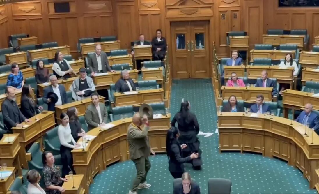 Haka en Parlamento en Nueva Zelanda. Foto: tomada de video