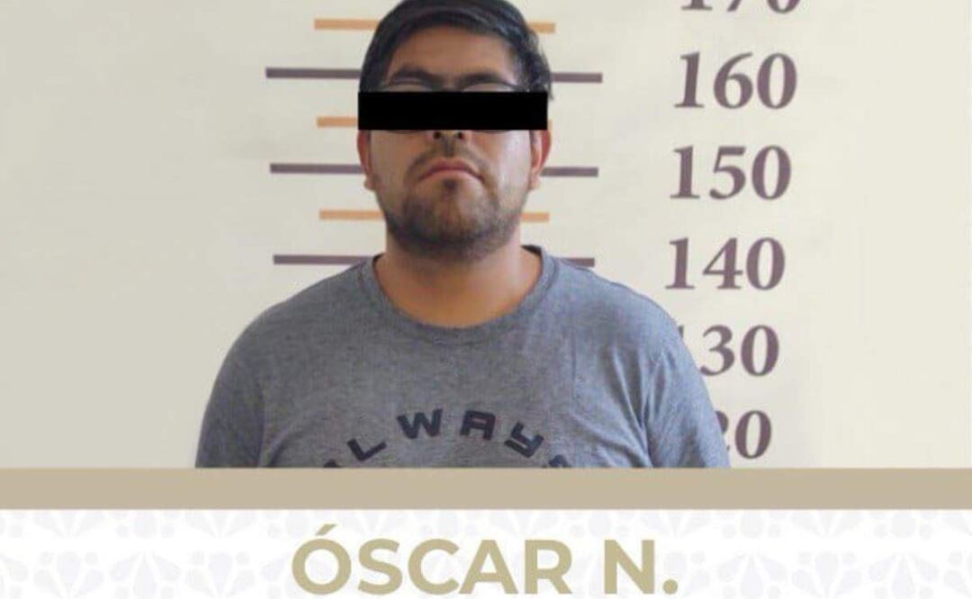 Óscar N., de 33 años, fue detenido por el caso de la joven de 15 años desaparecida en Baja California y localizada en Puebla junto al imputado (12/02/2025). Foto: Especial