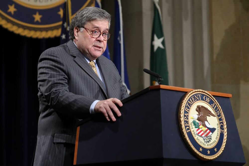 El fiscal general estadounidense William Barr. Foto: Reuters