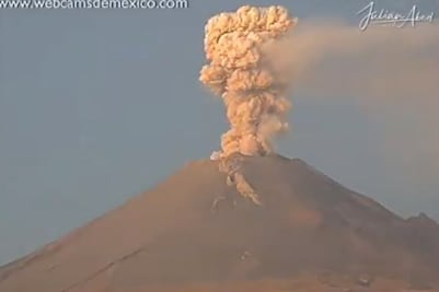 Popocatépetl: volcán presenta impresionante explosión la mañana de este lunes VIDEO 