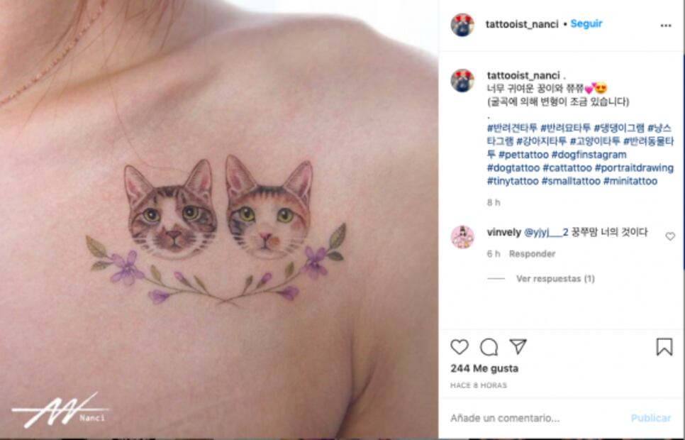 Tatuajes ideales para las personas que aman a los gatos