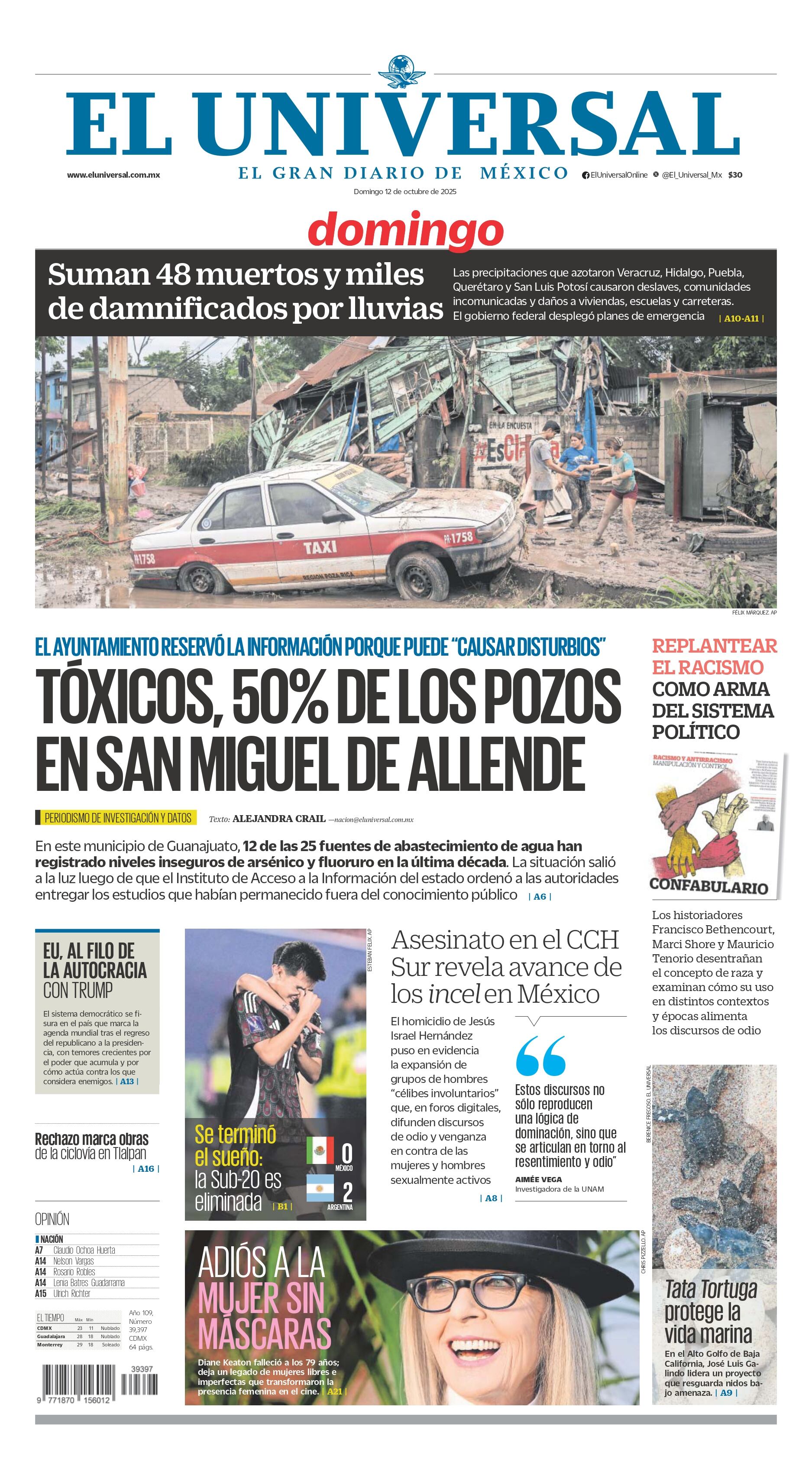 Portada impresa del 12 de octubre de 2025