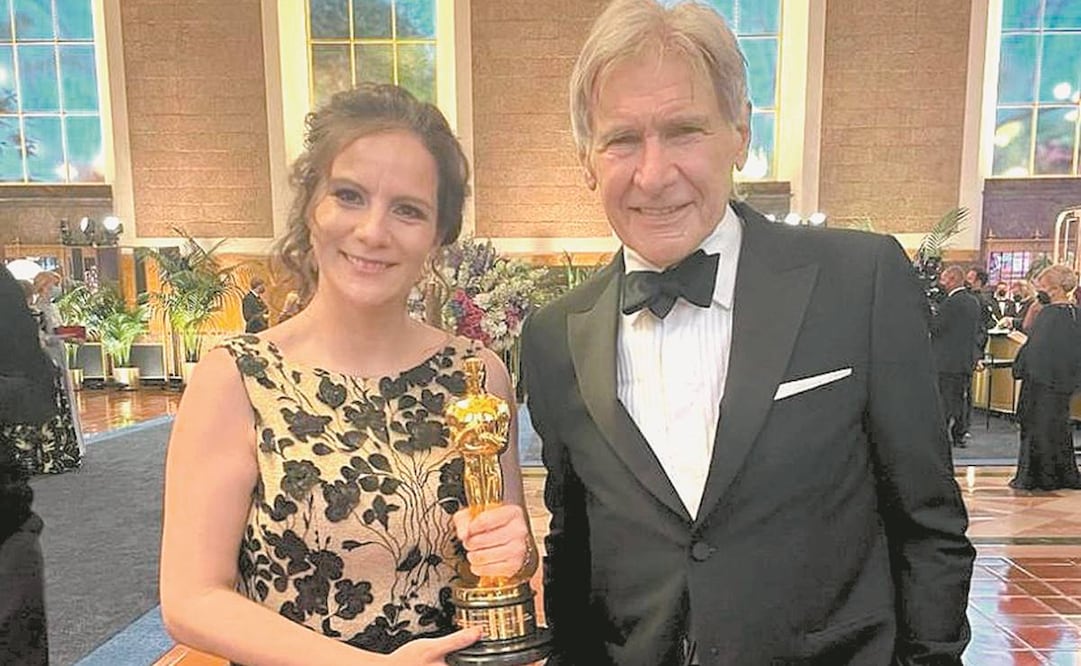 Para la mexicana Michelle Couttolenc su mejor momento fue con Harrison Ford, después de ganar el premio al Mejor Sonido. Fotos: Cortesía Michelle Couttolenc