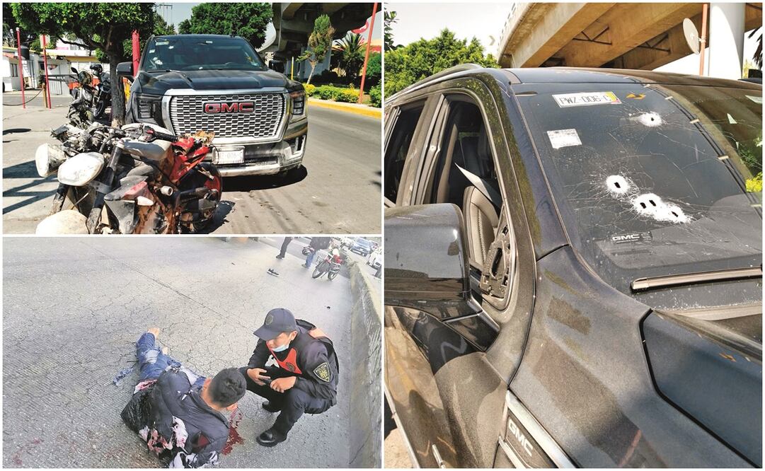 La camioneta negra en la que viajaba Eduardo Beaven de camino a la Terminal 2 del AICM fue interceptada por sujetos armados en motocicletas. Foto: Especial