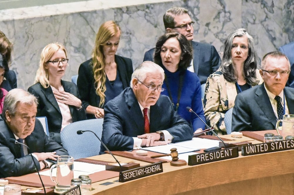 Rex Tillerson, secretario de Estado de EU, dijo ante el Consejo de Seguridad de la ONU que su país tiene las opciones sobre la mesa respecto a Norcorea (STEPHANIE KEITH. REUTERS)