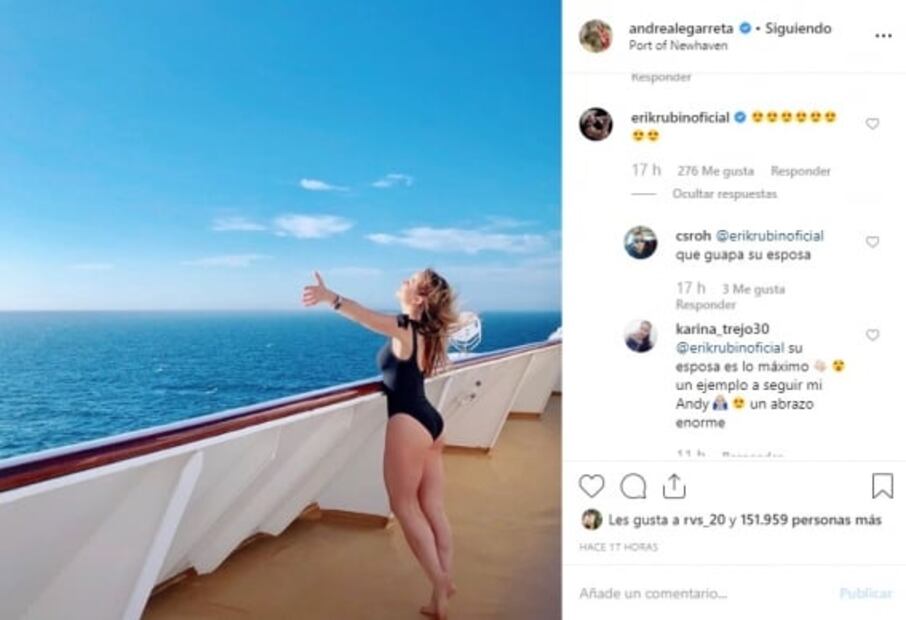 Andrea Legarreta luce sus curvas en traje de baño