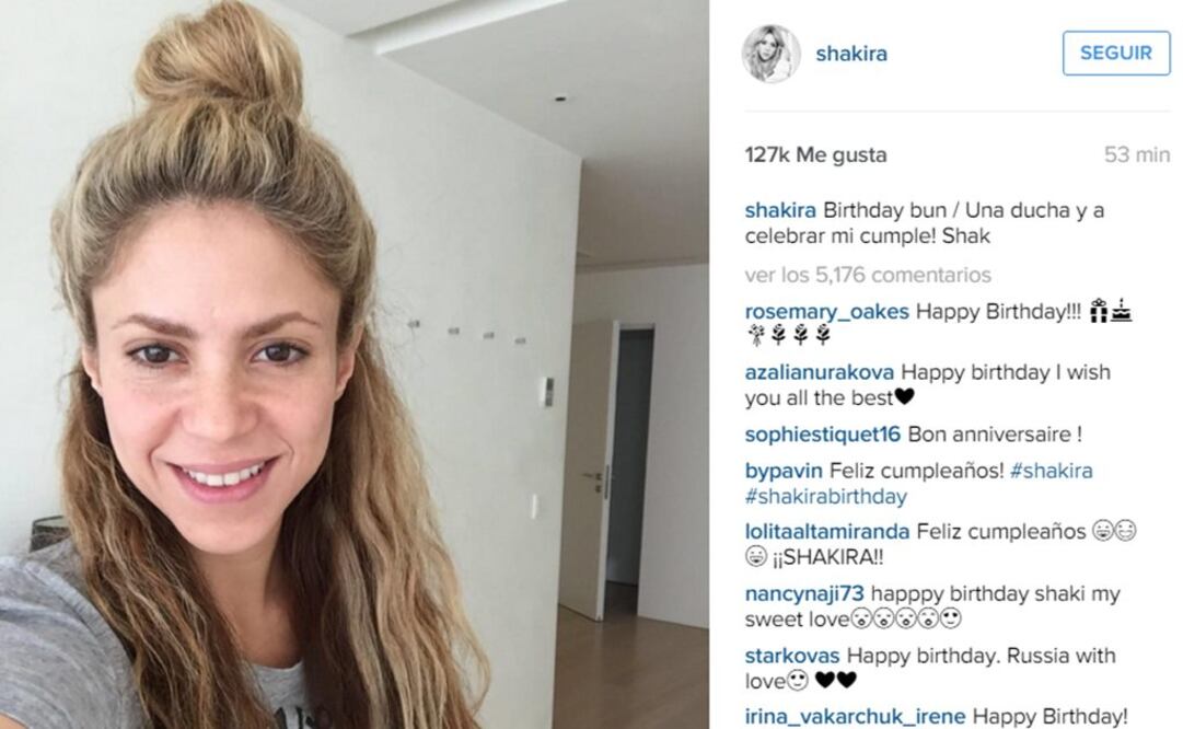 Shakira comparte foto sin maquillaje 