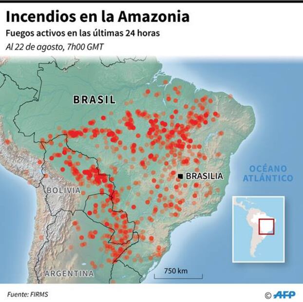Días grises y noches amarillas, así se ve el Amazonas ante el avance del fuego
