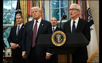 Trump y Tim Cook anuncian inversión de Apple por 600 mil mdd; "es un paso definitivo para garantizar que Iphone se fabrique en EU", dicen