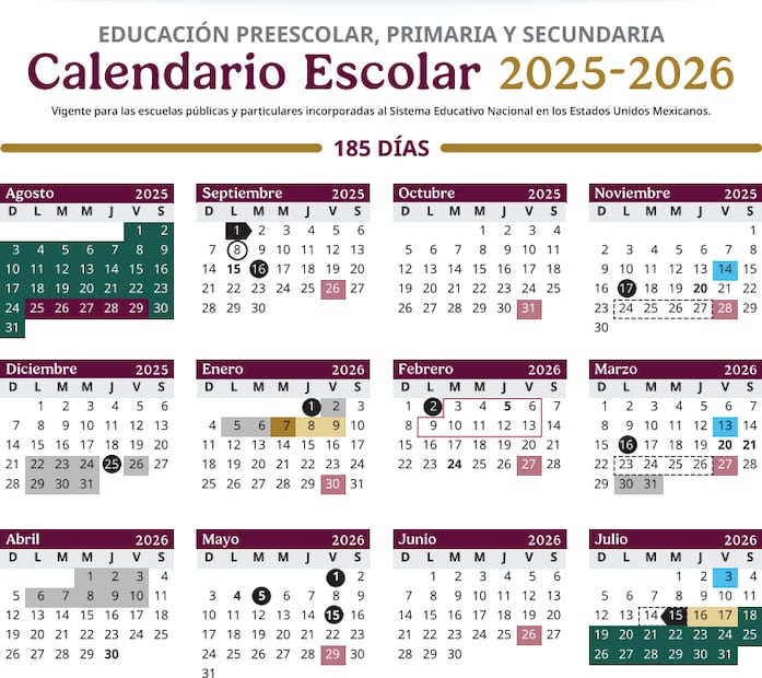 El próximo periodo de descanso para los alumnos de nivel básico comenzará el viernes 27 con la junta de Consejo Técnico y finalizará el 10 de abril. Foto: Calendario Escolar SEP