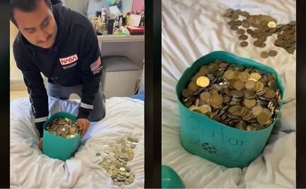 ¡Se va al mundial! Joven ahorra miles de monedas de 5 y 10 pesos para su viaje a Qatar 2022