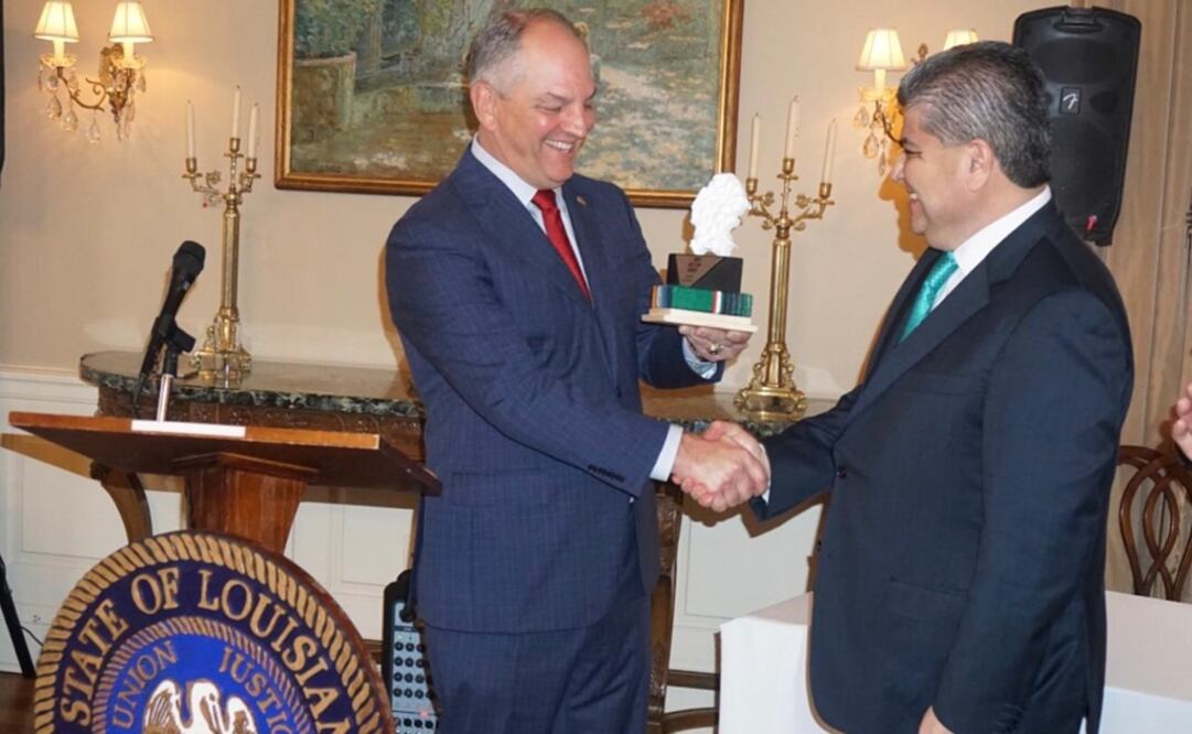 El gobernador de Luisiana, Jonh Bel Edwards, agradeció al gobernador Miguel Ángel Riquelme Solís el apoyo de las autoridades estatales (Foto: Especial)