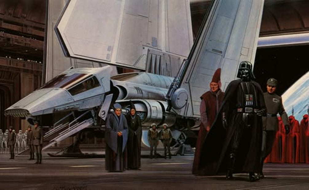 Gran parte de los diseños de Ralph McQuarrie para Star Wars siguen vigentes en las series y películas que la franquicia ha estrenado en años recientes. Pinterest.