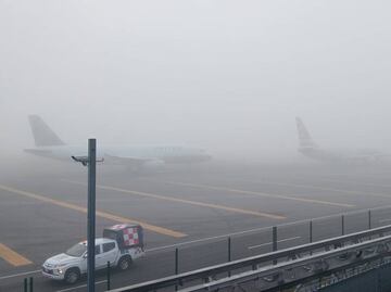 Banco de niebla afecta despegues y aterrizajes en el AICM