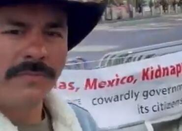 VIDEO: Hijo de ganadero protesta en Times Square por el secuestro de su padre en Chiapas