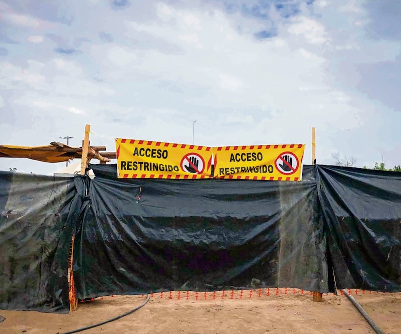 El acceso a la mina de Agujita, en Sabinas, Coahuila, fue cerrado para las labores de rescate. Foto: Especial