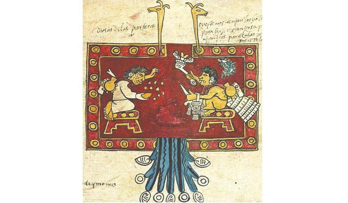 Representación de Oxomoco y Cipactónal en el Códice Borbónico. Foto: ESPECIAL