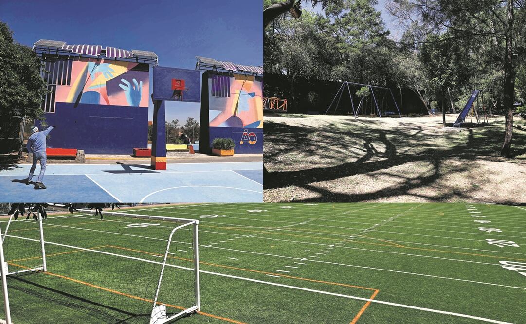 El Deportivo Valentín Gómez Farías, de casi mil 200 metros cuadrados, luce una nueva imagen. Pintaron canchas, colocaron juegos infantiles y en el campo de futbol se cambió la tierra por pasto sintético, entre otros trabajos de remodelación.Foto: DIEGO S