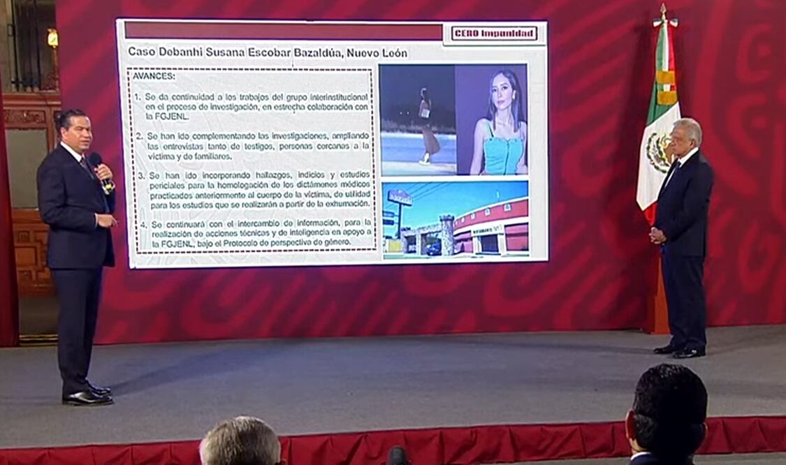 El subsecretario Mejía Berdeja señaló que la exhumación del cuerpo de Debanhi se realizará en los próximos días cuando el Poder Judicial de Nuevo León le conceda a la Fiscalía esta petición. Foto: tomada de video