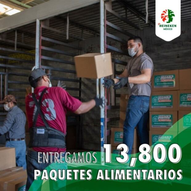 Heineken suma 15 mil botellas de gel y más de 100 mil latas de agua donadas