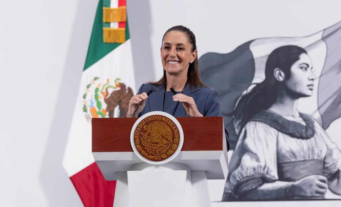 Claudia Sheinbaum, presidenta de México, durante la mañanera del 16 de julio del 2025. Foto: Presidencia