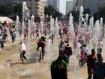 Polémica por fuentes en marcha a favor del INE; esto responde el gobierno de la CDMX