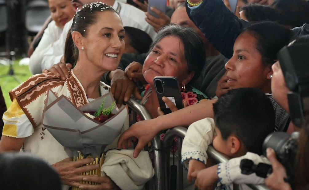La presidenta de México, Claudia Sheinbaum, en Cherán, Michoacán, durante la presentación de avances del Plan de Juticia del Pueblo Purépecha. Foto: Especial