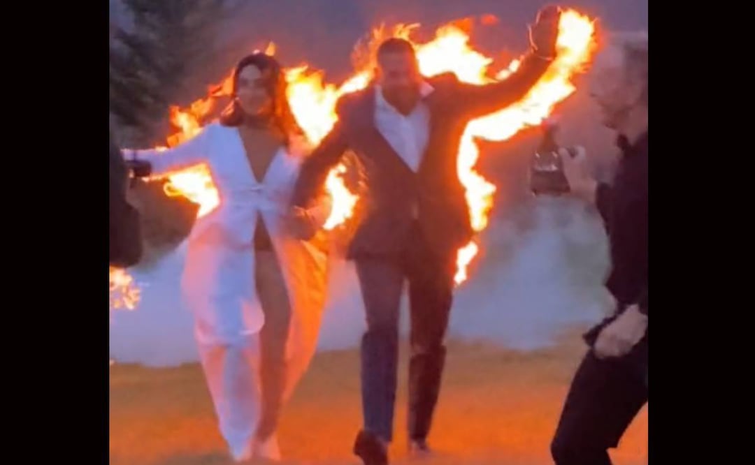 Foto: Captura de pantalla de djrusspowell/ Pareja de novios se prenden fuego/El Universal