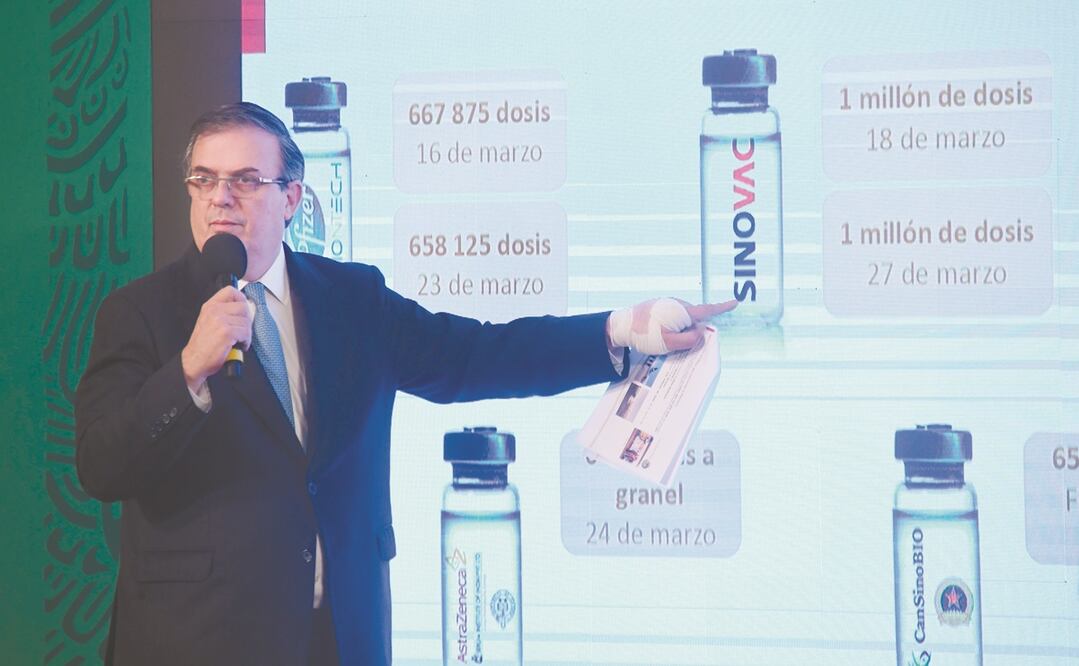 El canciller Marcelo Ebrard asegura que la negociación con el gobierno de EU para recibir vacunas contra el Covid-19 va muy bien y que está optimista; adelanta que niños podrán participar en fase tres de algunos biológicos. Foto:ARMANDO MARTÍNEZ.