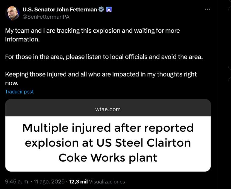 John Fetterman a través de su cuenta oficial de X. Foto: captura de pantalla