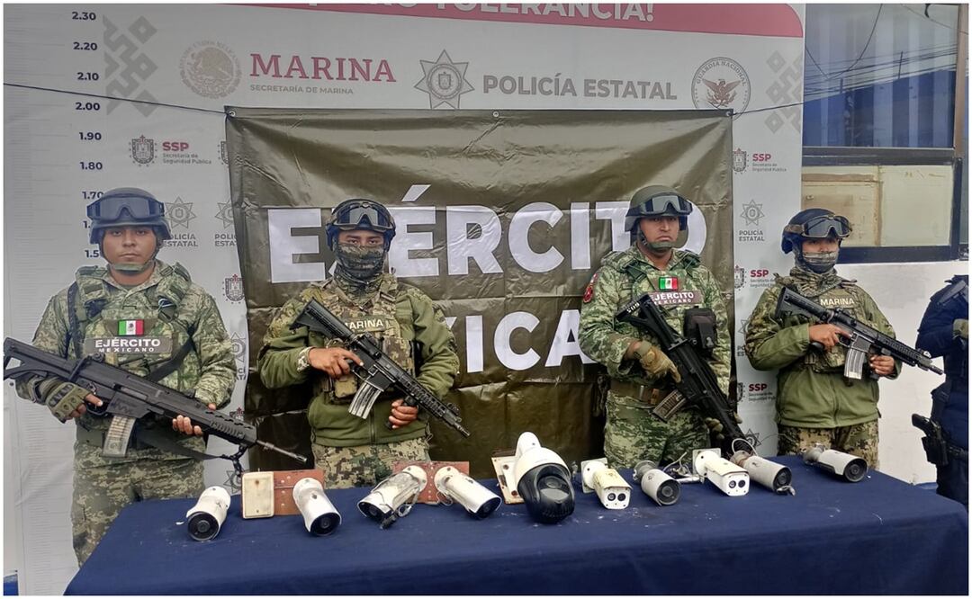 El desmantelamiento de las cámaras de videovigilancia estuvo a cargo de elementos del Ejército Mexicano y Guardia Nacional (14/01/2025). Foto: Especial