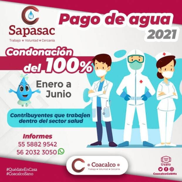 Coacalco condona al 100% impuesto predial del 2021 a trabajadores de la salud
