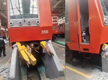 Choca tren del Metro en talleres de El Rosario; STC inicia investigación