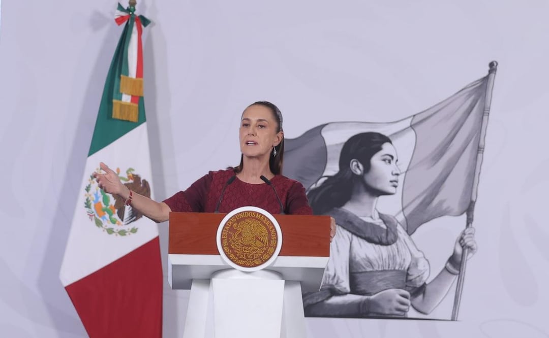 Presidenta Claudia Sheinbaum durante su conferencia de prensa desde Palacio Nacional (04/06/2026). Foto: Gabriel Pano / EL UNIVERSAL