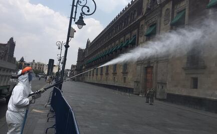 Sanitizan Palacio Nacional tras declaratoria de Fase 3 por coronavirus