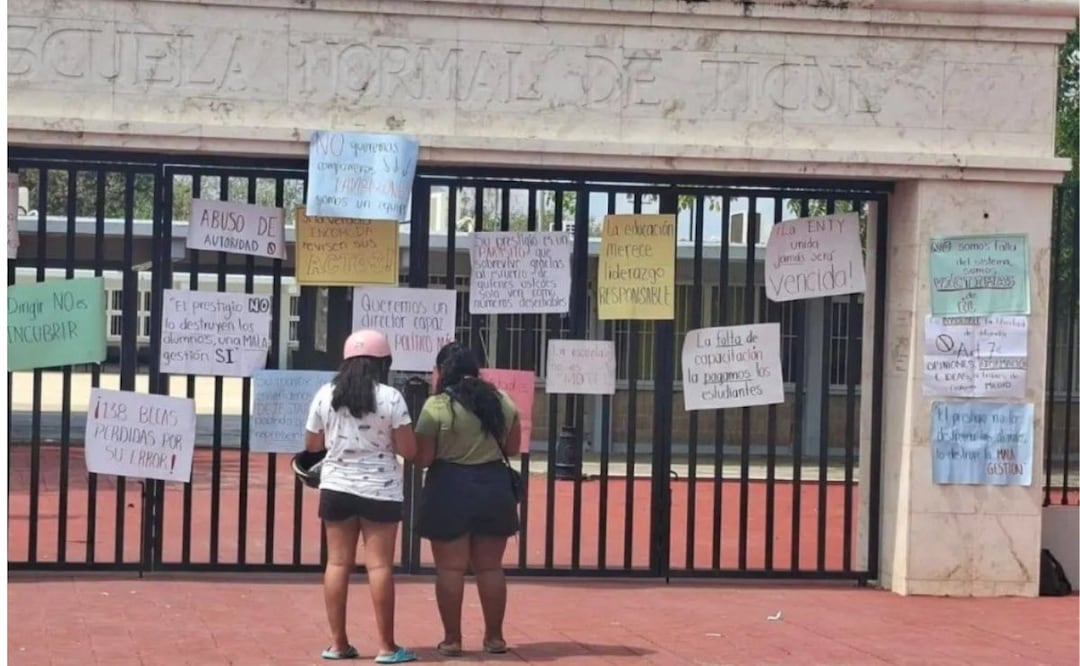 Continúa el paro estudiantil en la Escuela Normal de Ticul. | Foto: Especial.