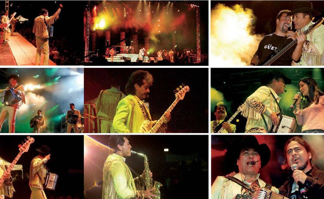 Los fotógrafos Bernardo Cid y Eloy Valtierra tomaron estas imágenes de Los Tigres del Norte —junto a otros artistas— que el libro indica que son de 2014, pero los autores afirman que son de 2002. Foto: Bernardo Cid