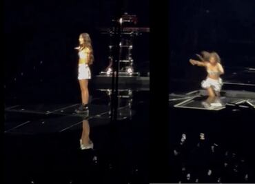 Olivia Rodrigo cae en un hueco del escenario durante su concierto