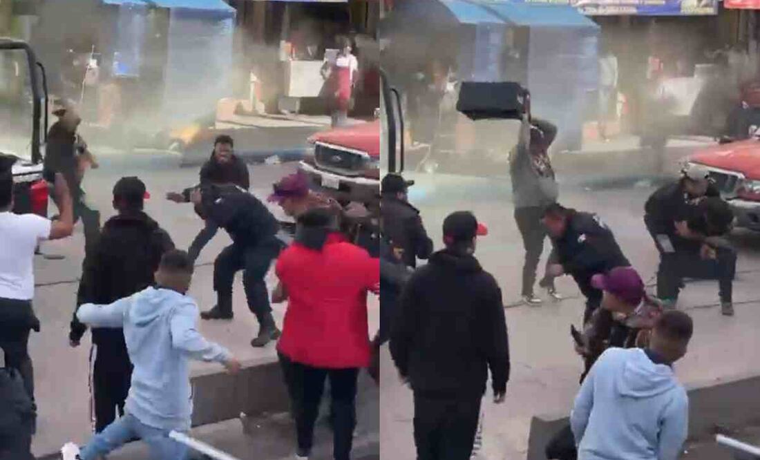 El hombre de 35 años de edad amenazó con un cuchillo a habitantes y policías de Huehuetoca, cuyos oficiales no pudieron detener al agresor. Foto: Captura de video