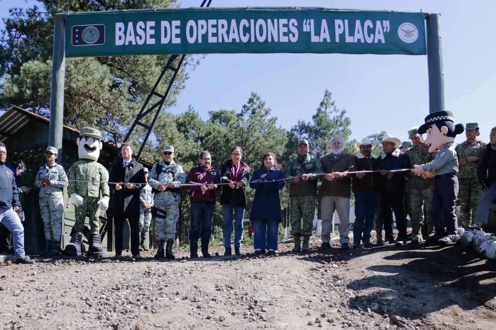 Este viernes 11 de octubre, la jefa de Gobierno de la CDMX, Clara Brugada, inauguró la base “La Placa” para combatir tala ilegal en límites con Morelos y Edomex (11/10/2024). Foto: especial