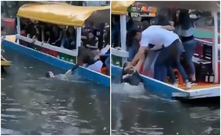 Captan rescate de una joven tras caer de trajinera a canal de Xochimilco