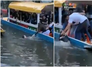 Captan rescate de una joven tras caer de trajinera a canal de Xochimilco