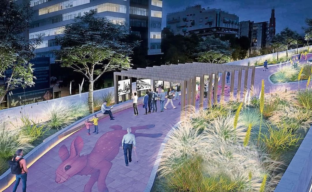 Los renders del proyecto muestran que la Calzada Flotante contará con bancas, jardineras, zona techada para exposiciones fotográficas y vegetación. Foto: Especial
