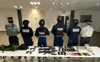 Detienen a cinco hombres armados en Huichapan, Hidalgo; aseguran granadas, armas y droga