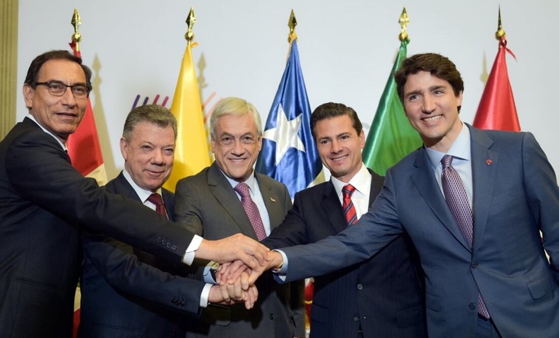 Left to right: Martín Vizcarra, President of Peru; Juan Manuel Santos, President of Colombia; Sebastián Piñera, President of Chile; Enrique Peña Nieto, President of Mexico & Justin Trudeau, Prime Minister of Canada –Taken from @PresidenciaMX