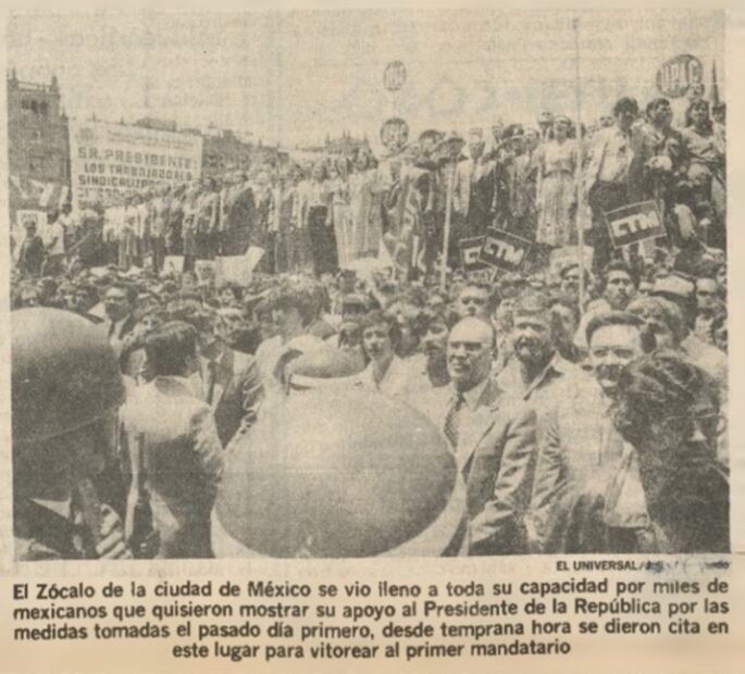 “Gracias fuerzas populares”: Cuando el presidente López Portillo convocó a una marcha para celebrar su gestión, en 1982