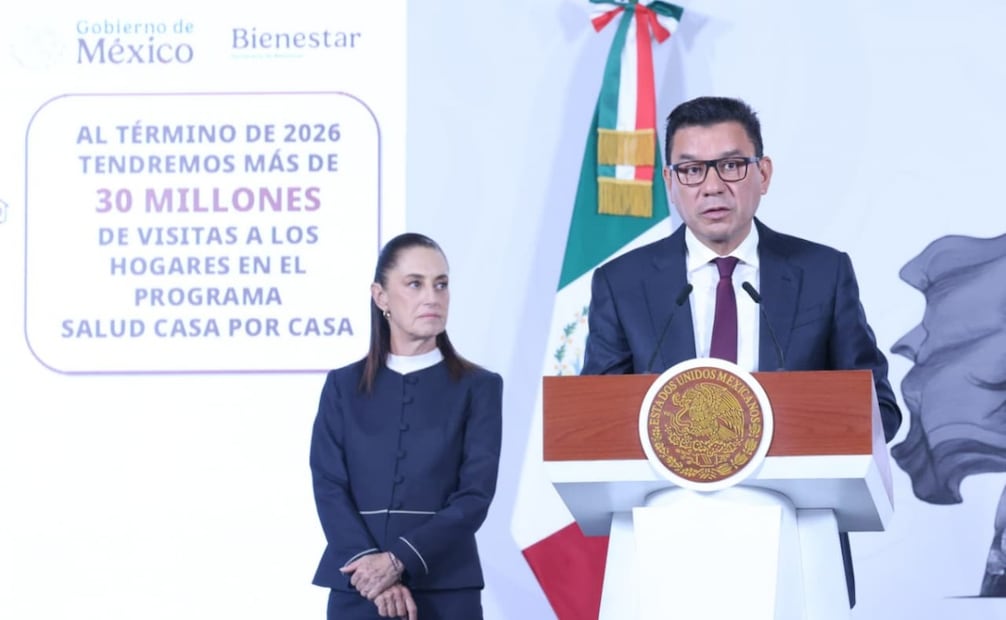 El subsecretario de Bienestar, Jesús Salvador Valencia Guzmán, en la “Mañanera del Pueblo” del 26 de mayo de 2026 en Palacio Nacional. Foto: Luis Camacho/ EL UNIVERSAL